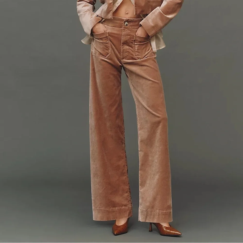 VIRAL Anthropologie Colette Full-Length Velvet Pants by Maeve - Picture 1 of 7